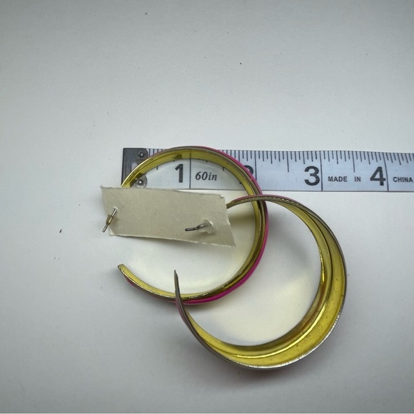 Vintage Funky Large 70s Hoop Earrings - 2 Pair - Picture 12 of 13